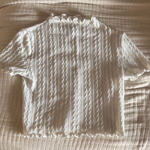 cable knit mock neck short sleeve